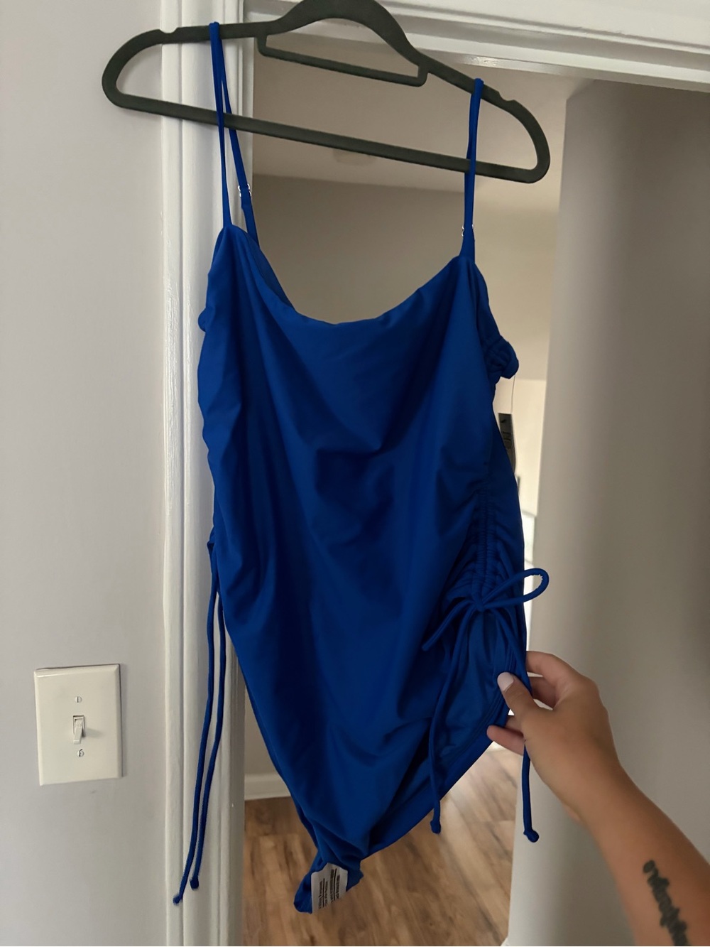 Sleek Ruched One-Piece Swimsuit in Cobalt Blue